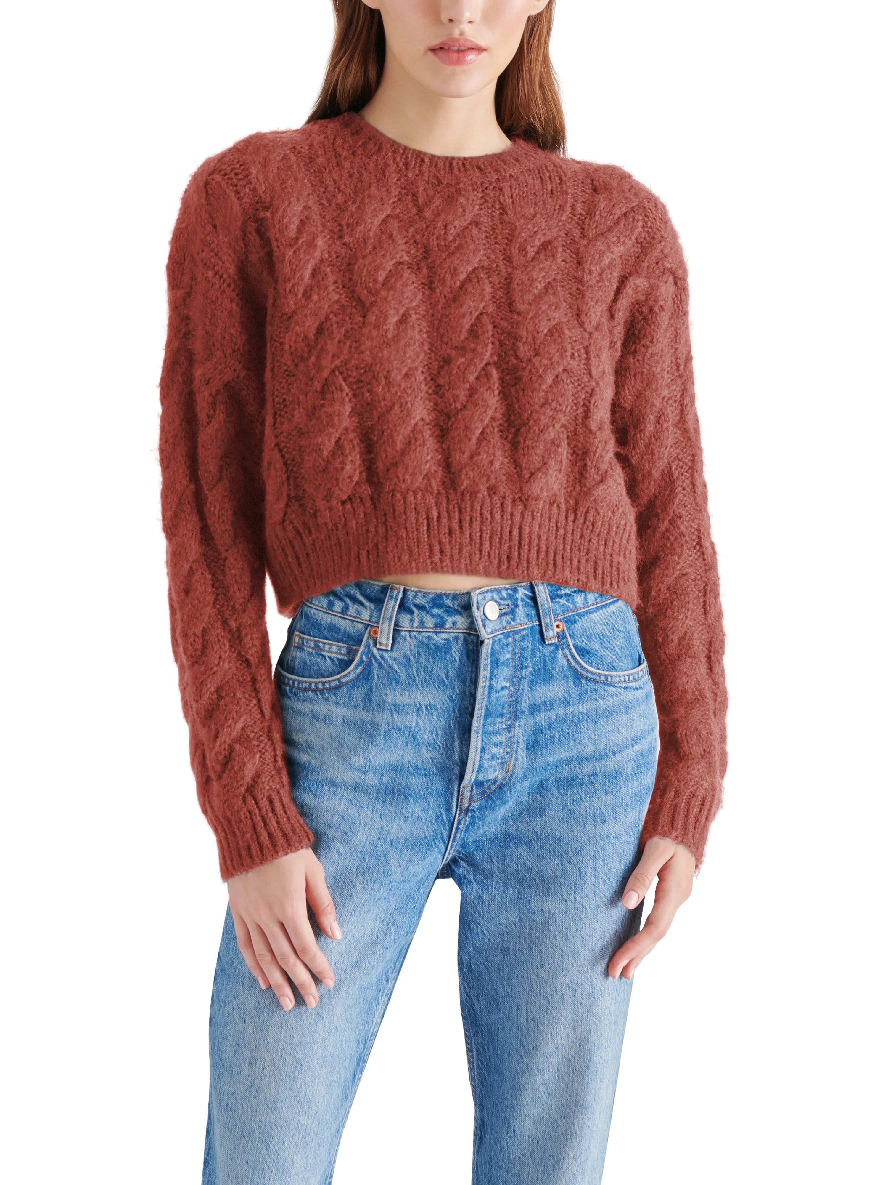 Ceronne Cable Knit Sweater, Baked Apple | Steve Madden