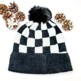 Checkered Beanie in Black and White