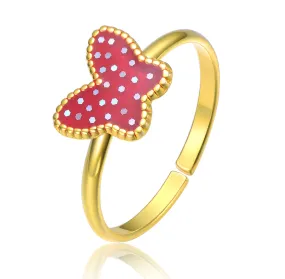 Children's 14k Gold Plated Starry Sky Enamel Butterfly Adjustable Ring