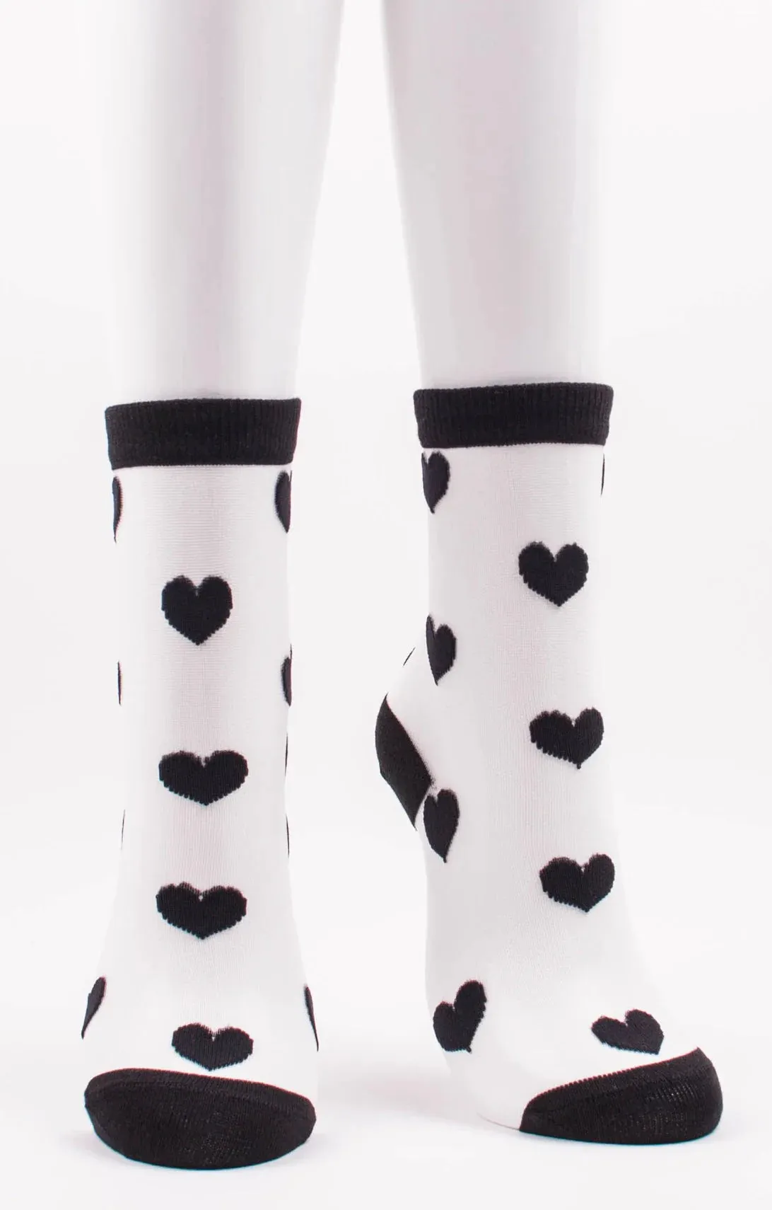 Clear Heart Sheer Crew Socks