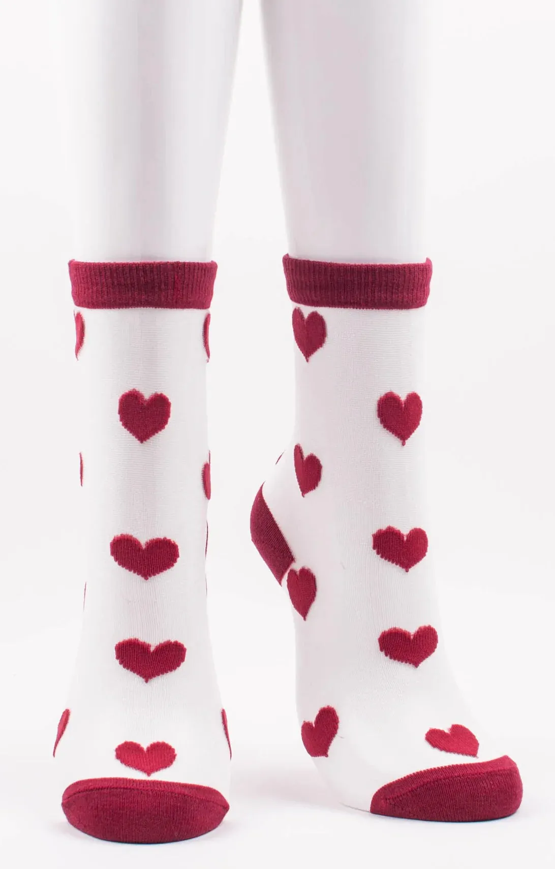 Clear Heart Sheer Crew Socks