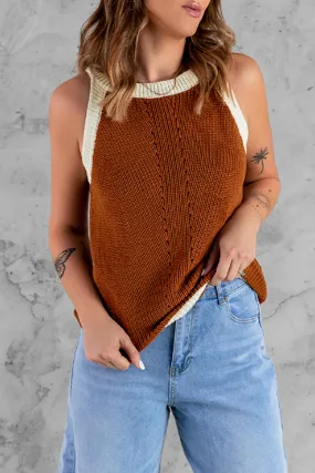 Contrast Rib-Knit Tank Top