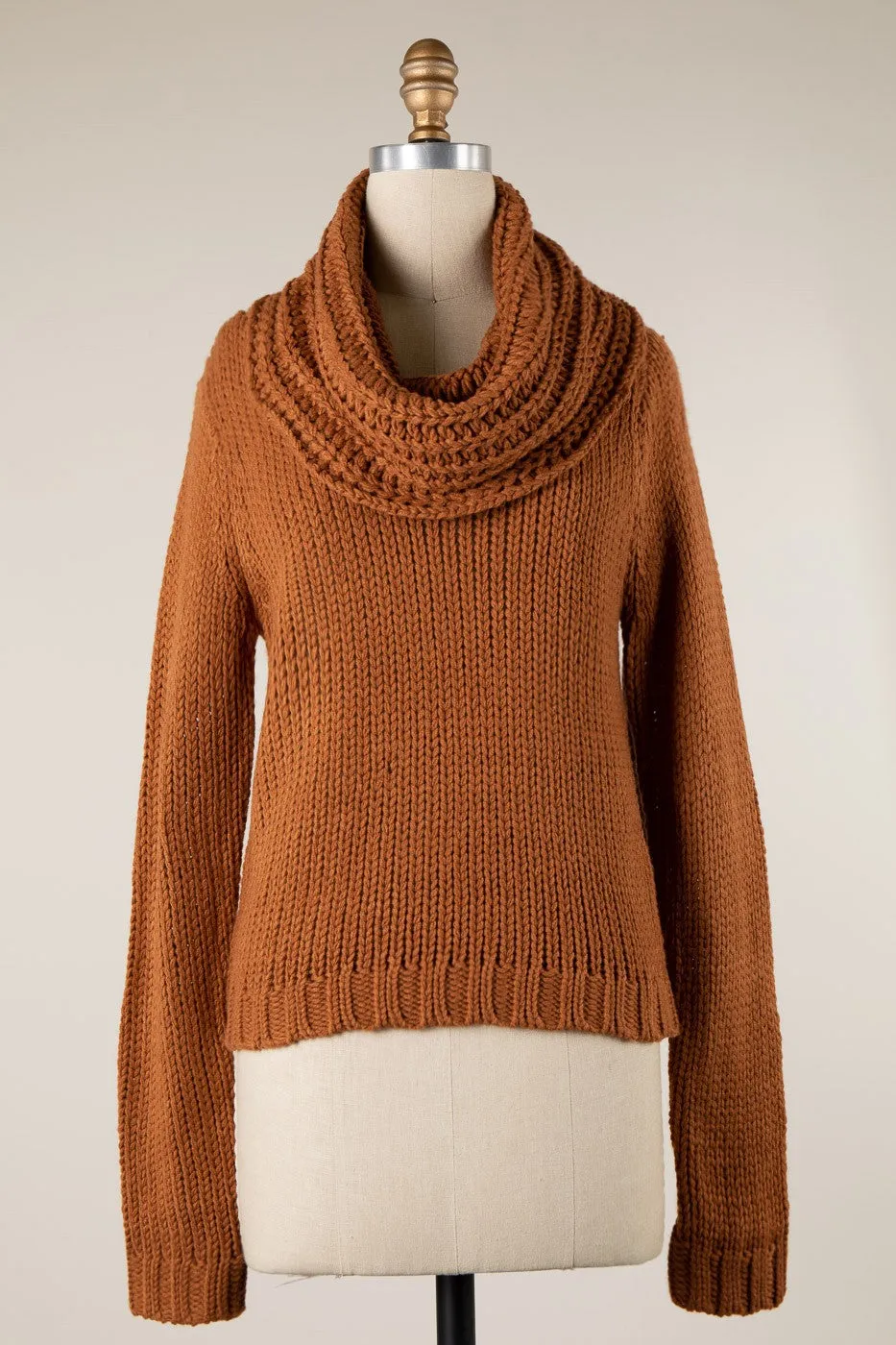 COWL NECK CABLE KNIT SWEATER 1 PACK