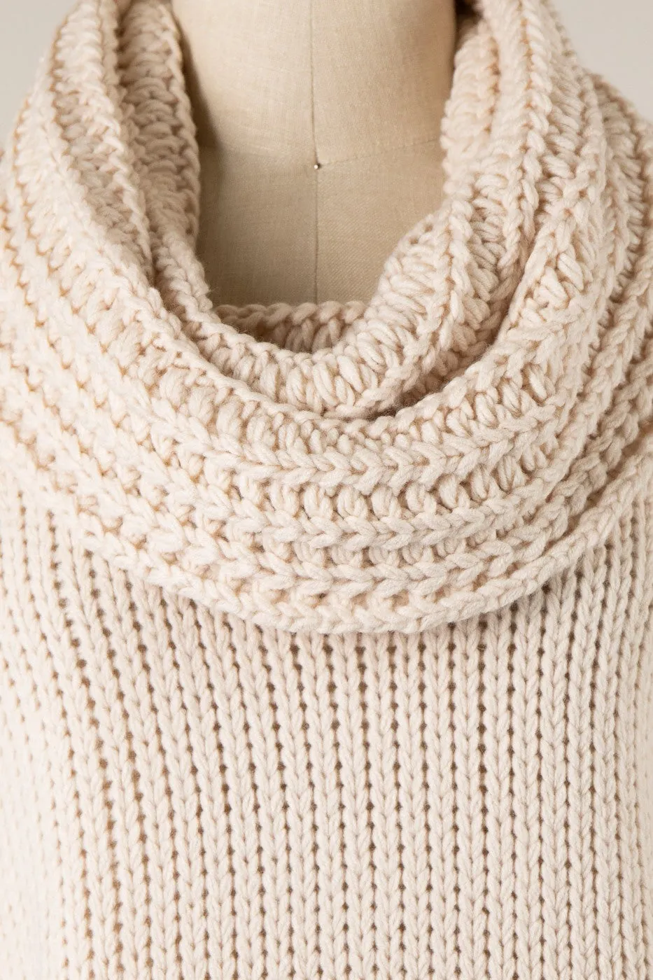 COWL NECK CABLE KNIT SWEATER 1 PACK