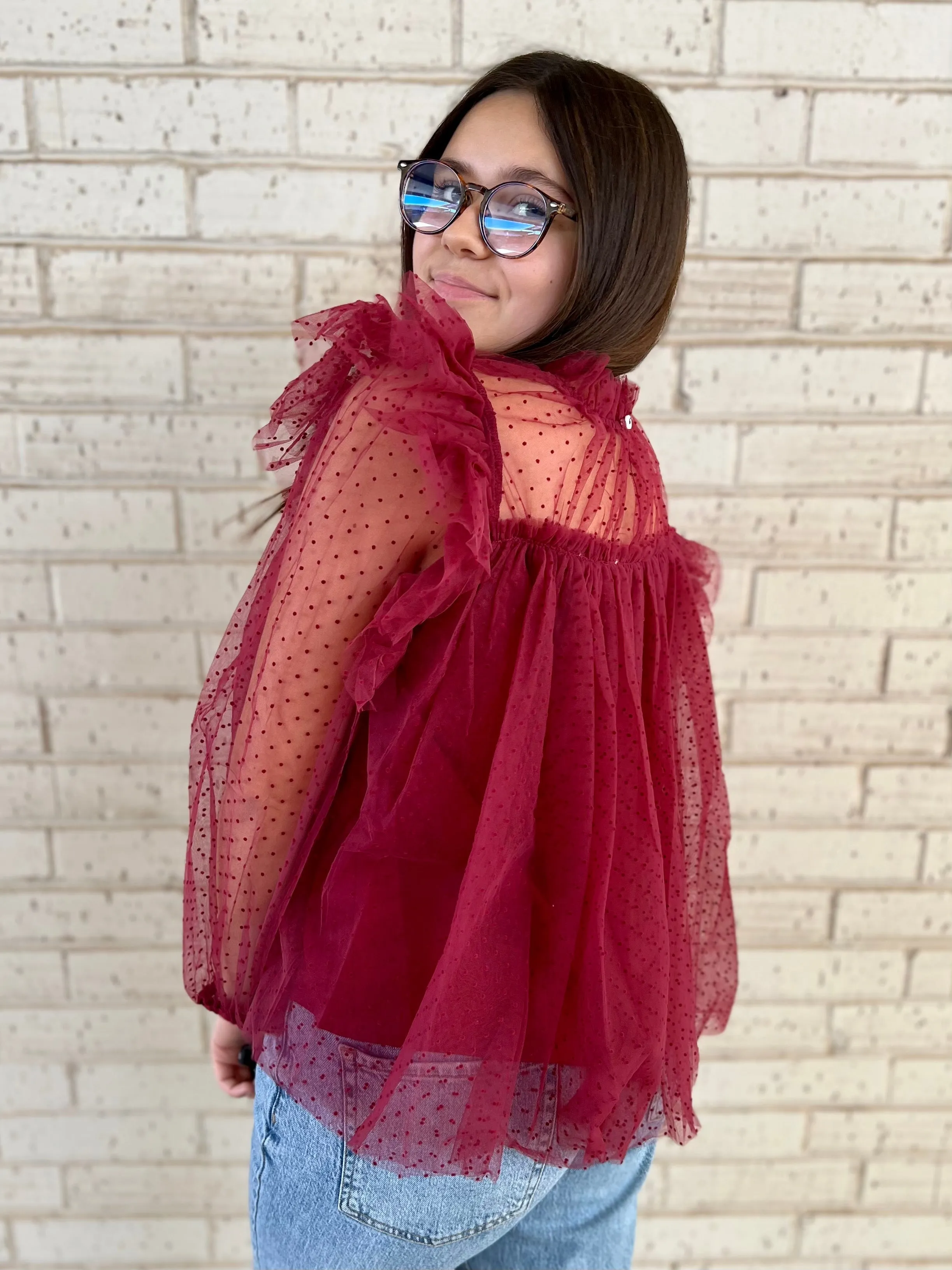 Cranberry Flare Blouse