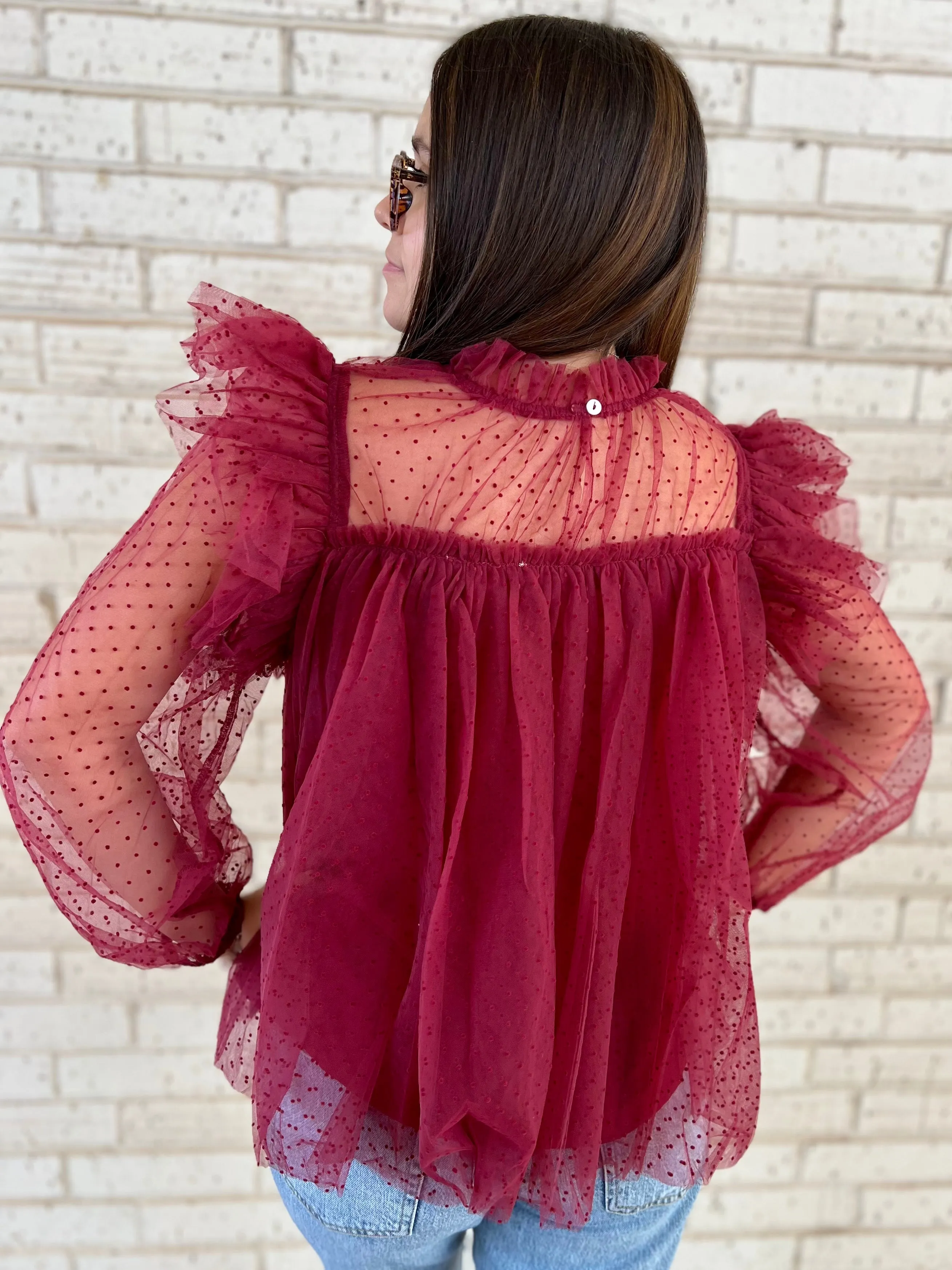 Cranberry Flare Blouse