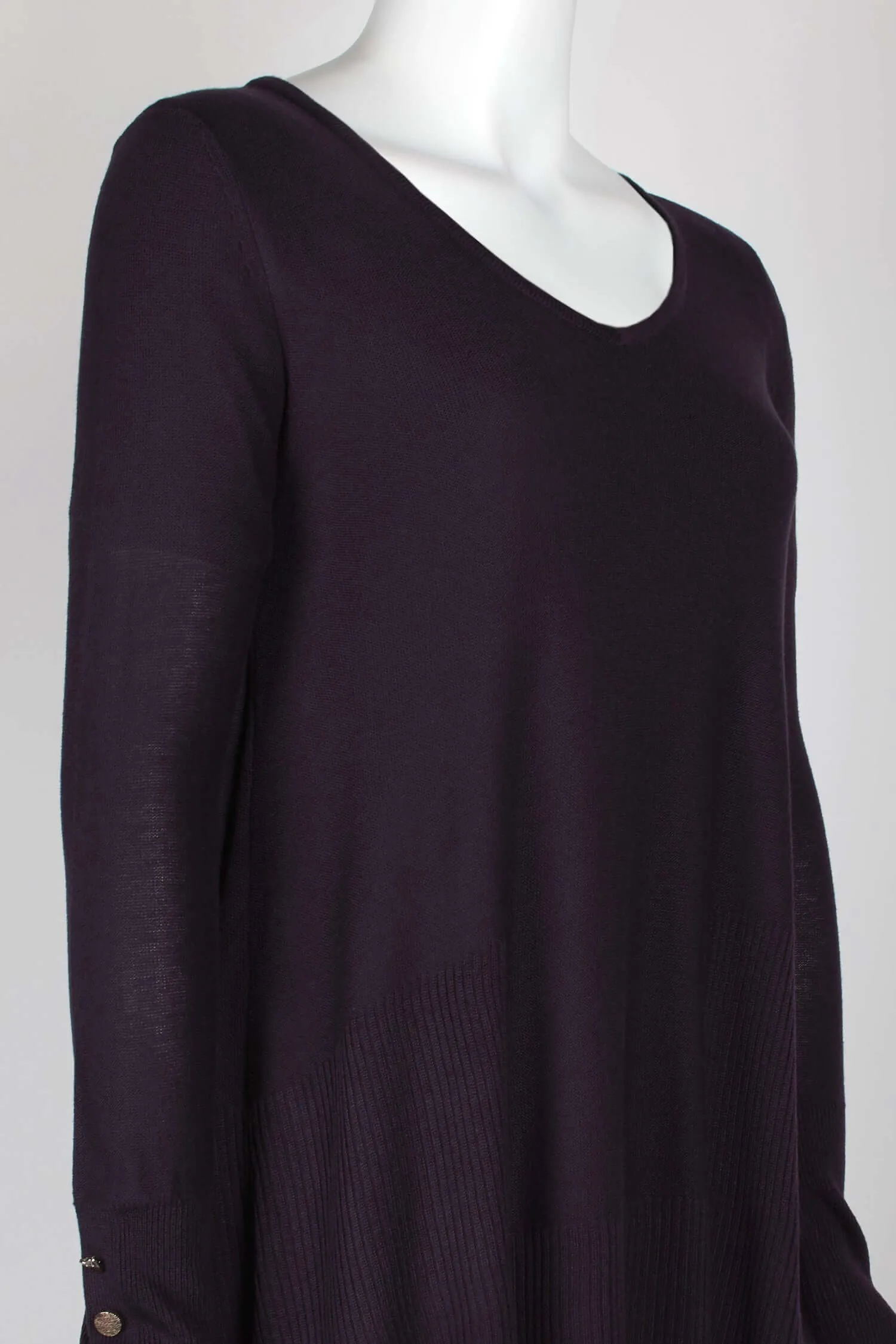 Cupio Boat Neck Long Sleeve High Low Hem Knit Top