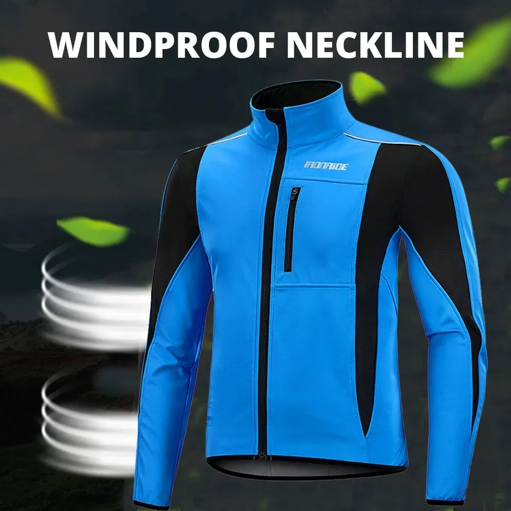 Cycling Jacket Up Thermal Fleece MTB Windproof Cycling Jersey Bicycle MTB Road Bike Clothing Windproof Long sleeves Jersey Coat