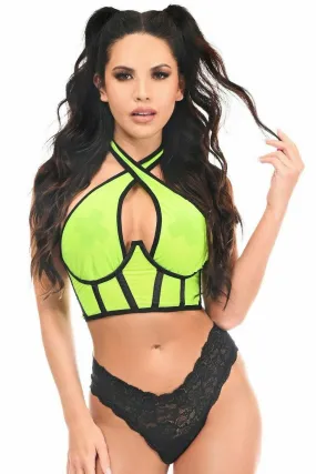 Daisy Corsets Lavish Neon Green Mesh Underwire Cincher w/Built In Halter Top