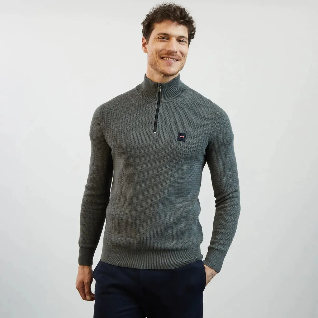 Eden Park Micro Cable Knit Quarter Zip