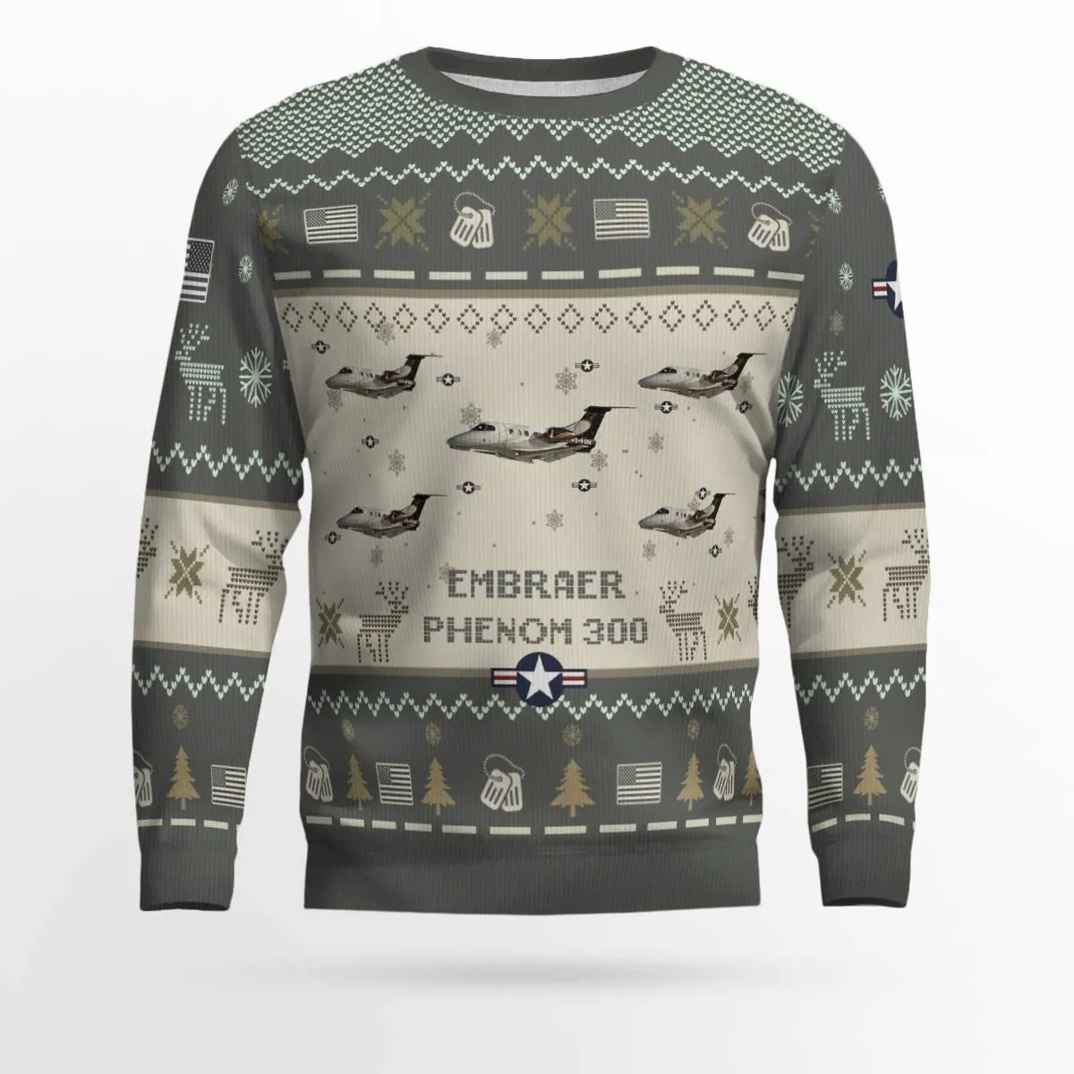 Embraer Phenom 300_Aircraft Ugly Sweater, Ugly Sweater Christmas Shirt for Men Dad Veteran