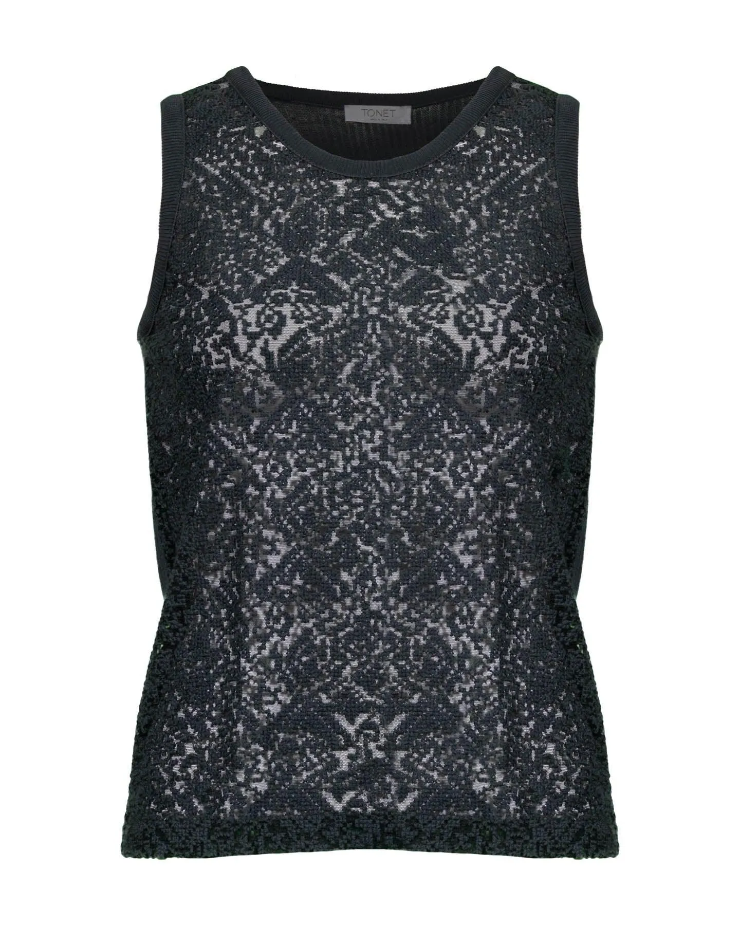 Embroidered Sheer Knit Tank Top