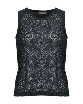 Embroidered Sheer Knit Tank Top