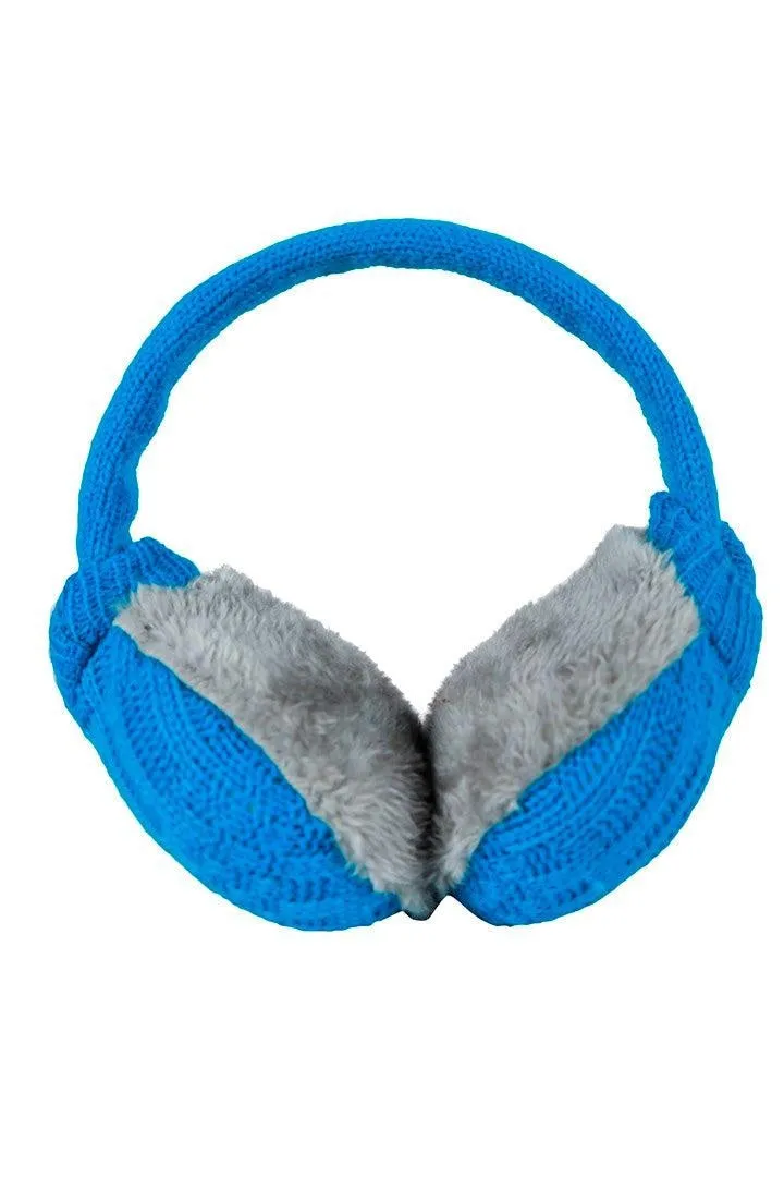 FabSeasons BlueGrey Knitted Winter Outdoor Ear Muffs