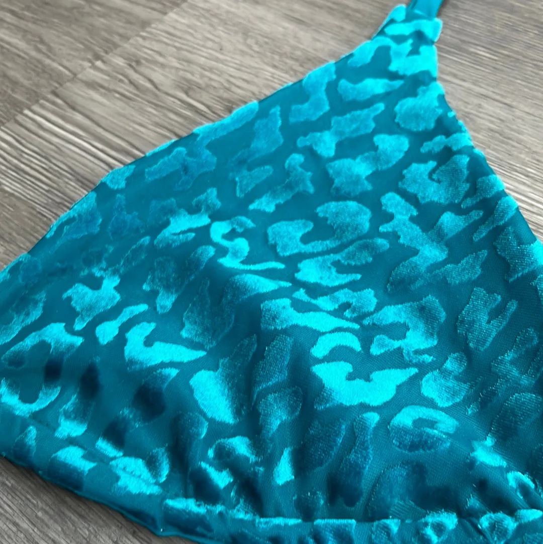 Feline Teal Triangle Top