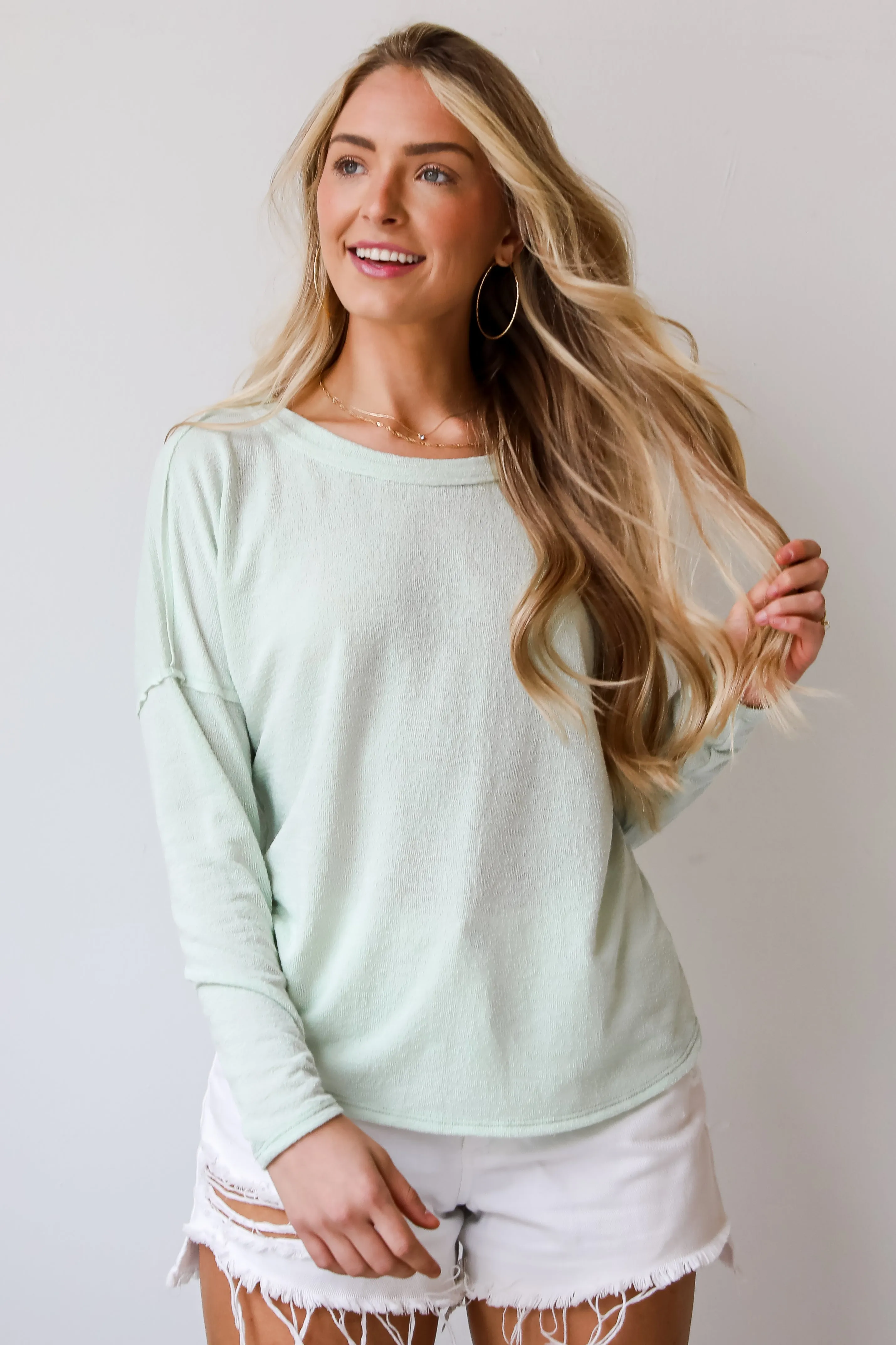 FINAL SALE - Elaine Long Sleeve Knit Tee - DU DEAL