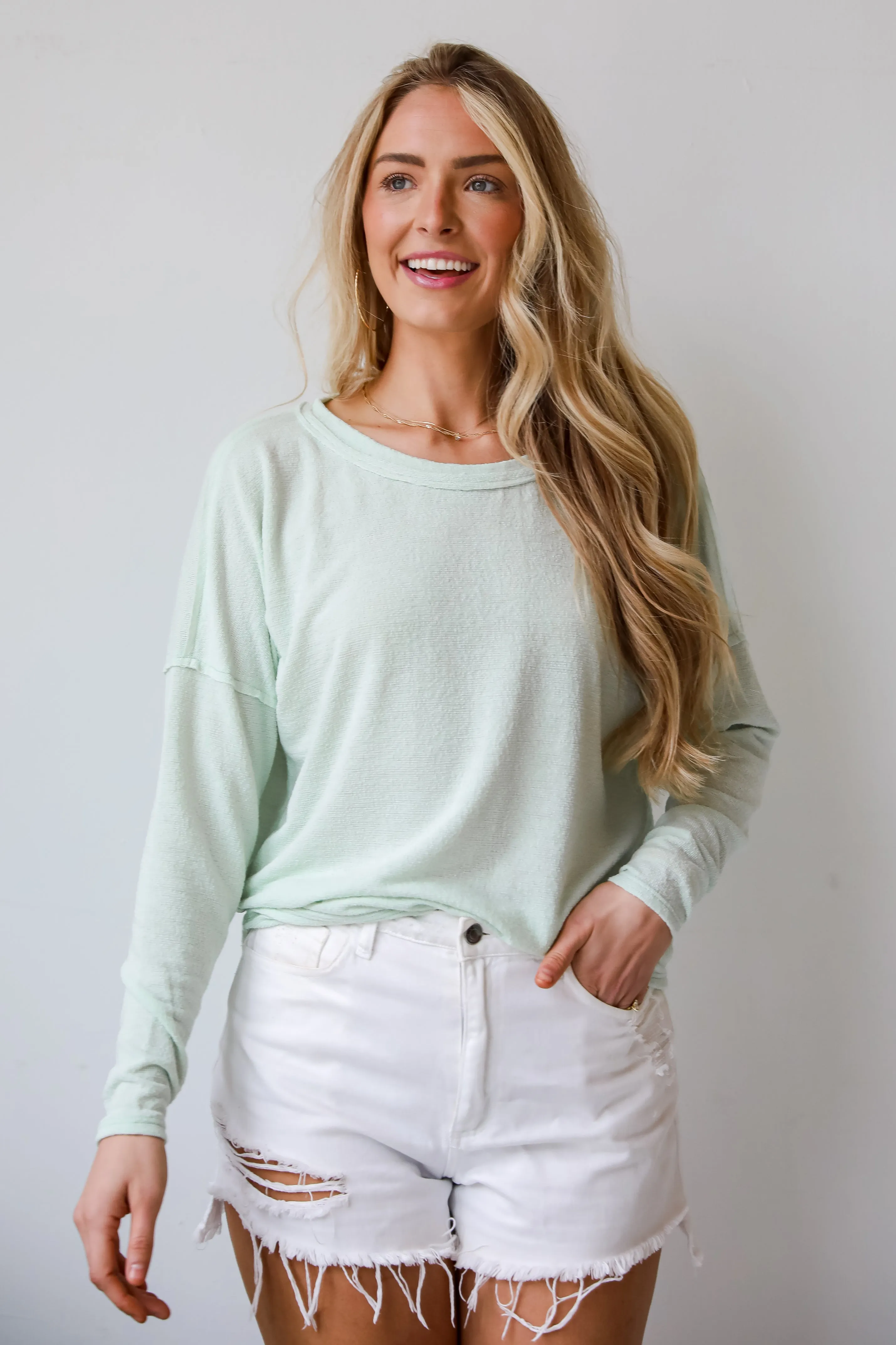 FINAL SALE - Elaine Long Sleeve Knit Tee - DU DEAL