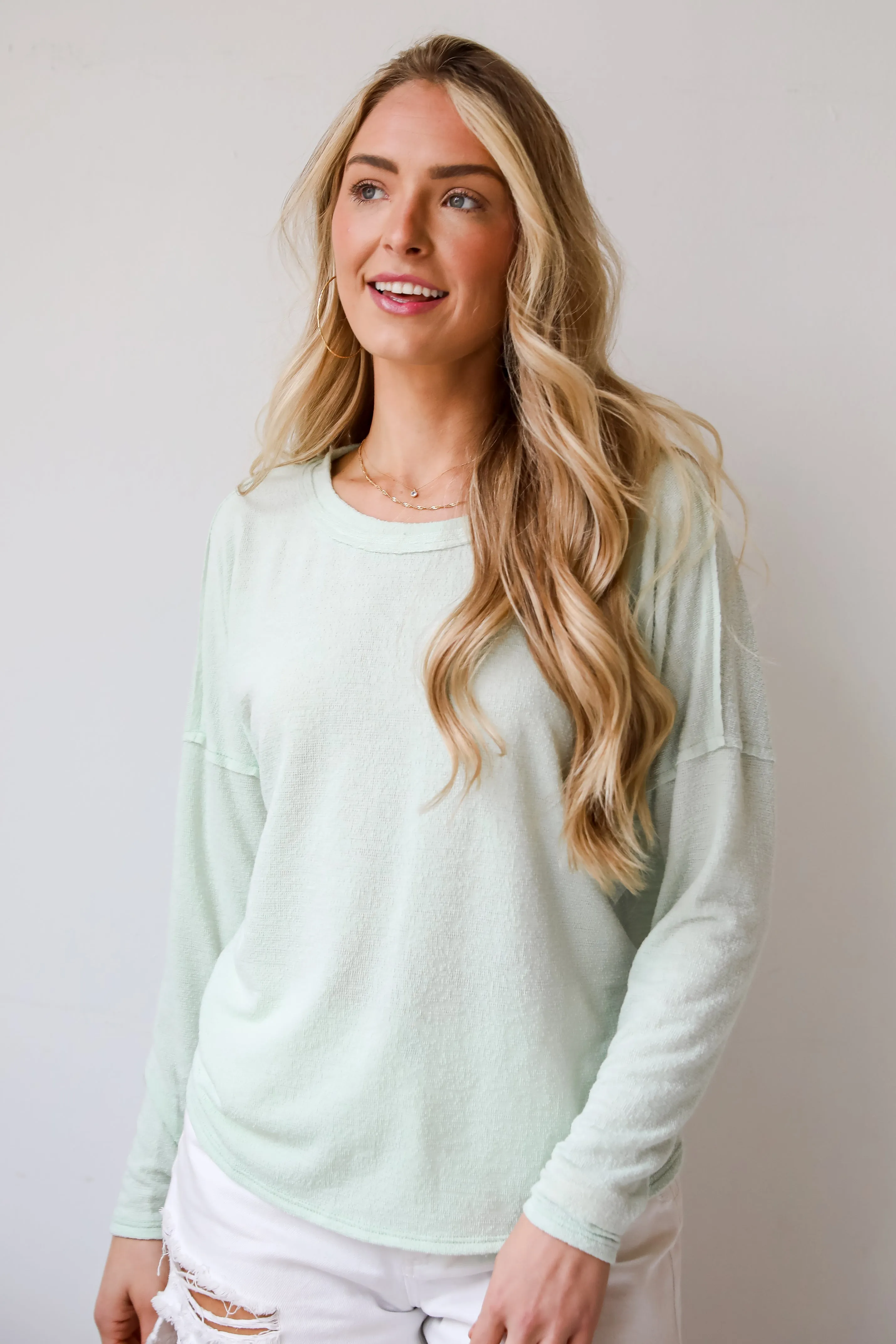 FINAL SALE - Elaine Long Sleeve Knit Tee - DU DEAL