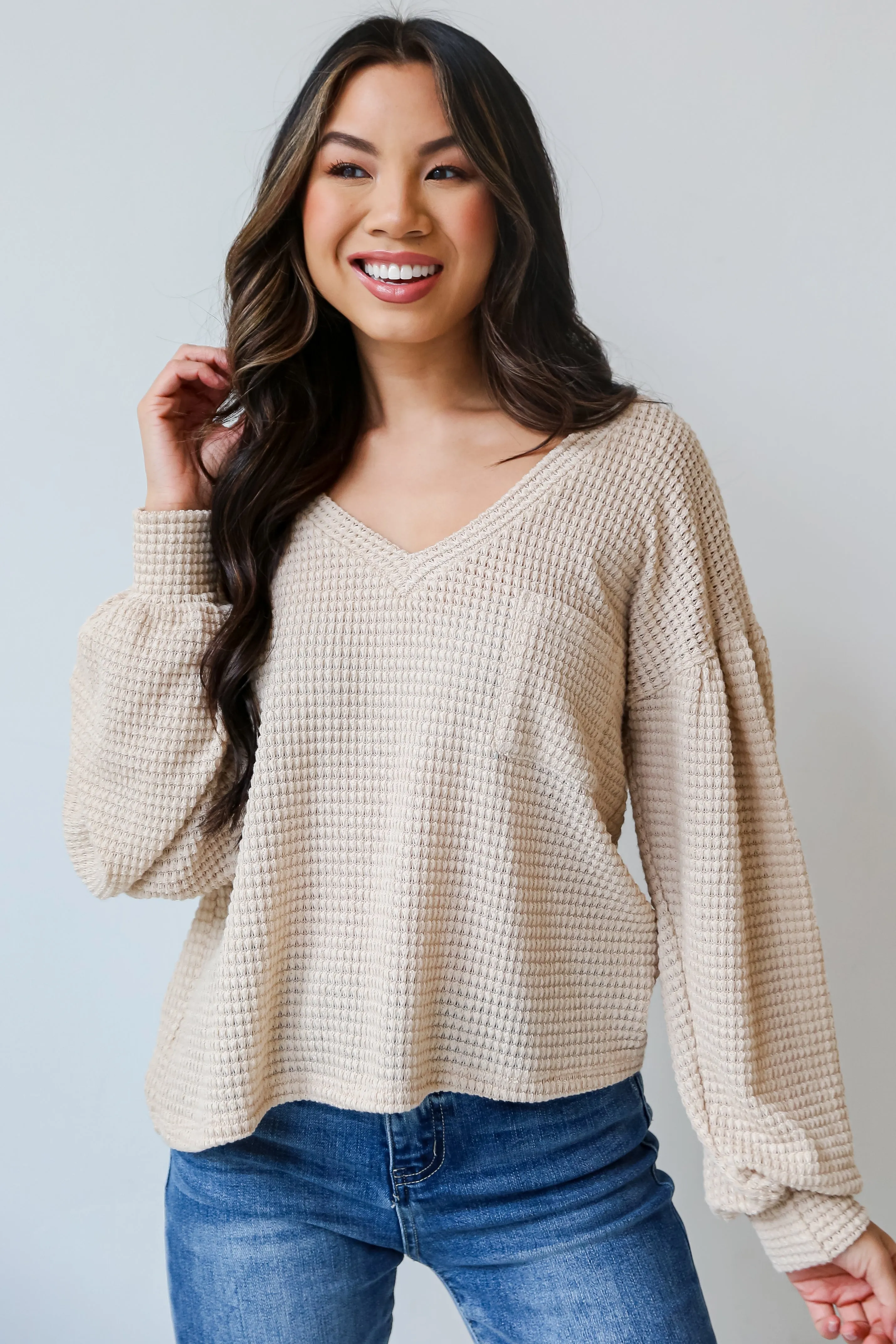 FINAL SALE - Fresh Take Oatmeal Waffle Knit Top - DOORBUSTER