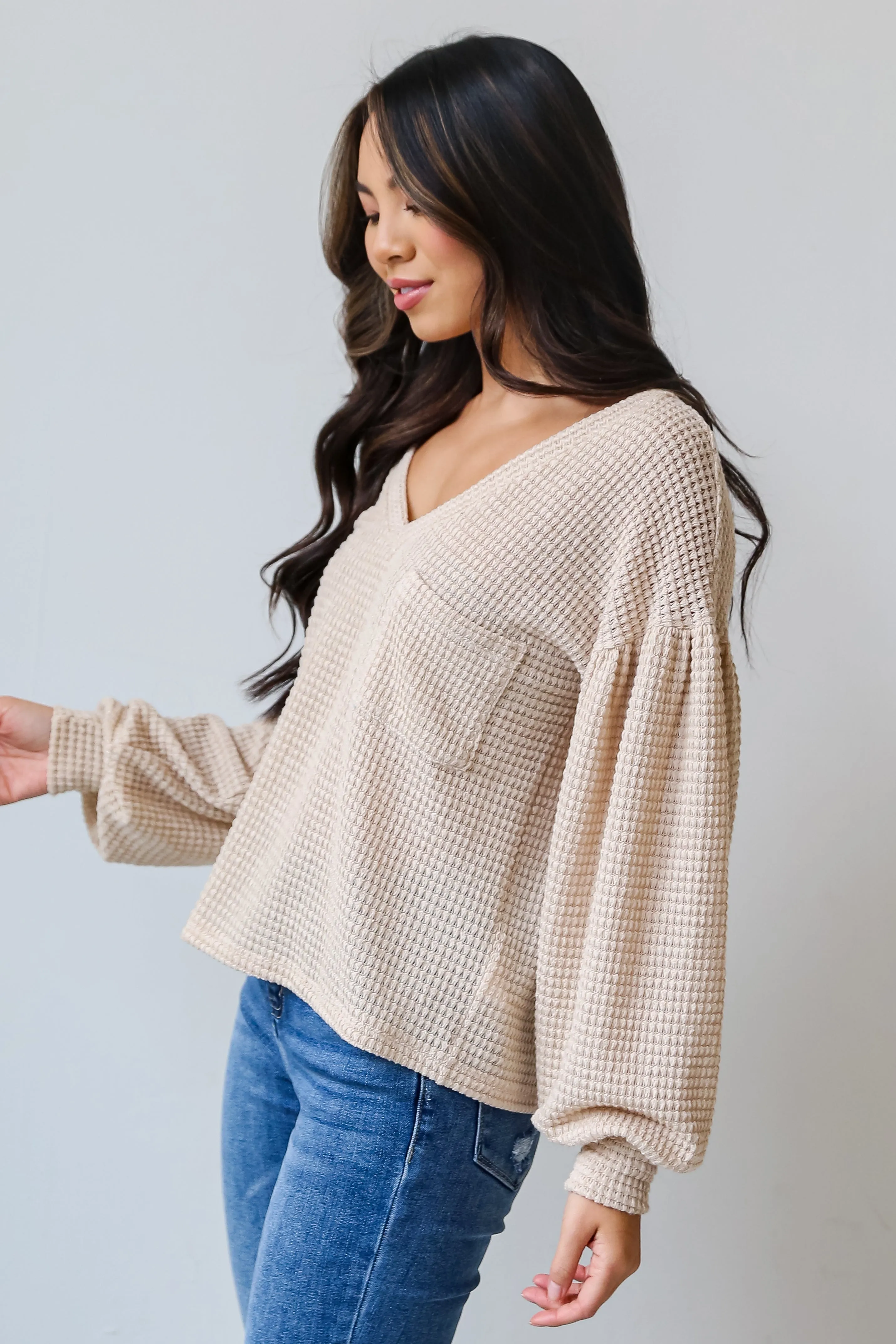 FINAL SALE - Fresh Take Oatmeal Waffle Knit Top - DOORBUSTER