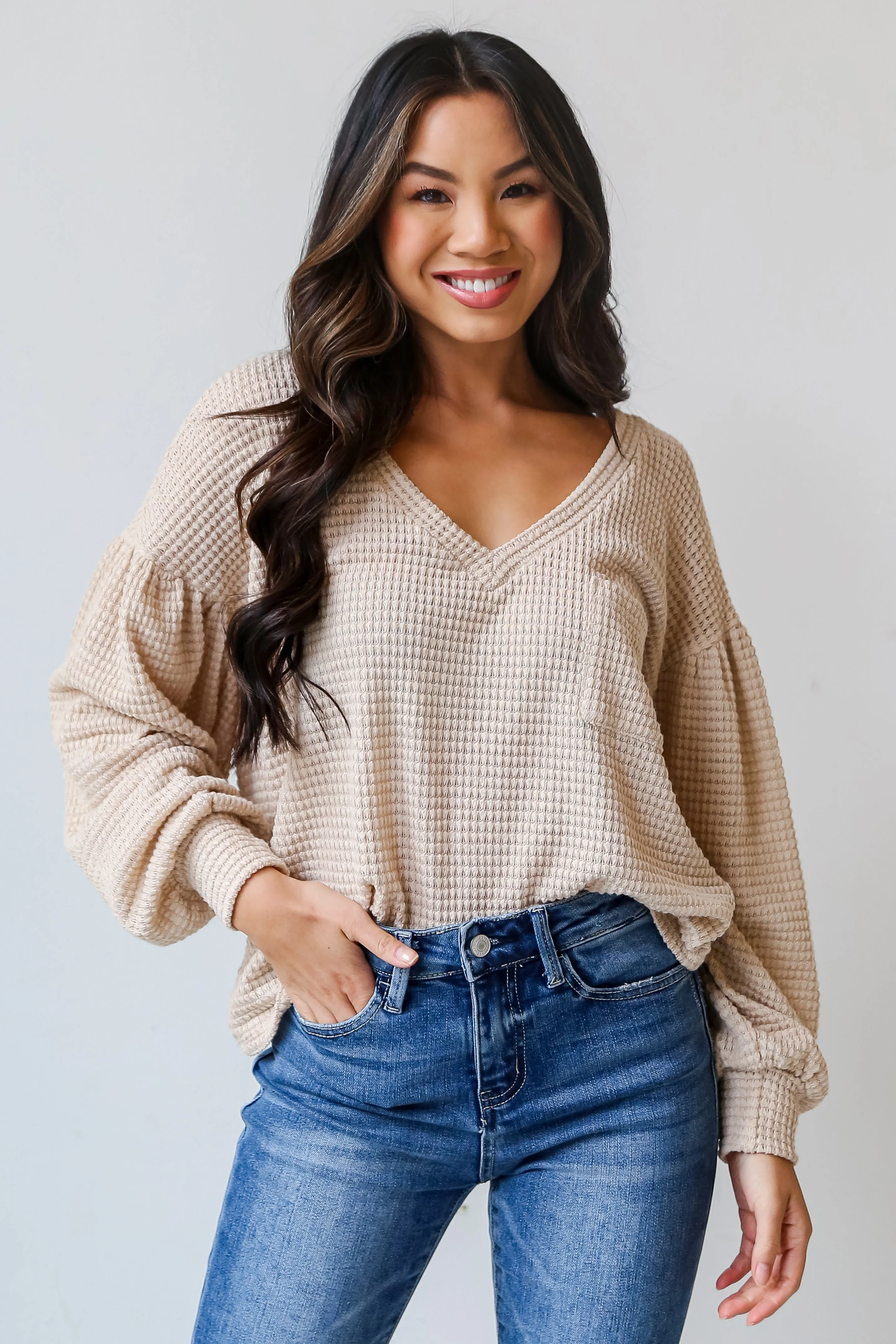 FINAL SALE - Fresh Take Oatmeal Waffle Knit Top - DOORBUSTER