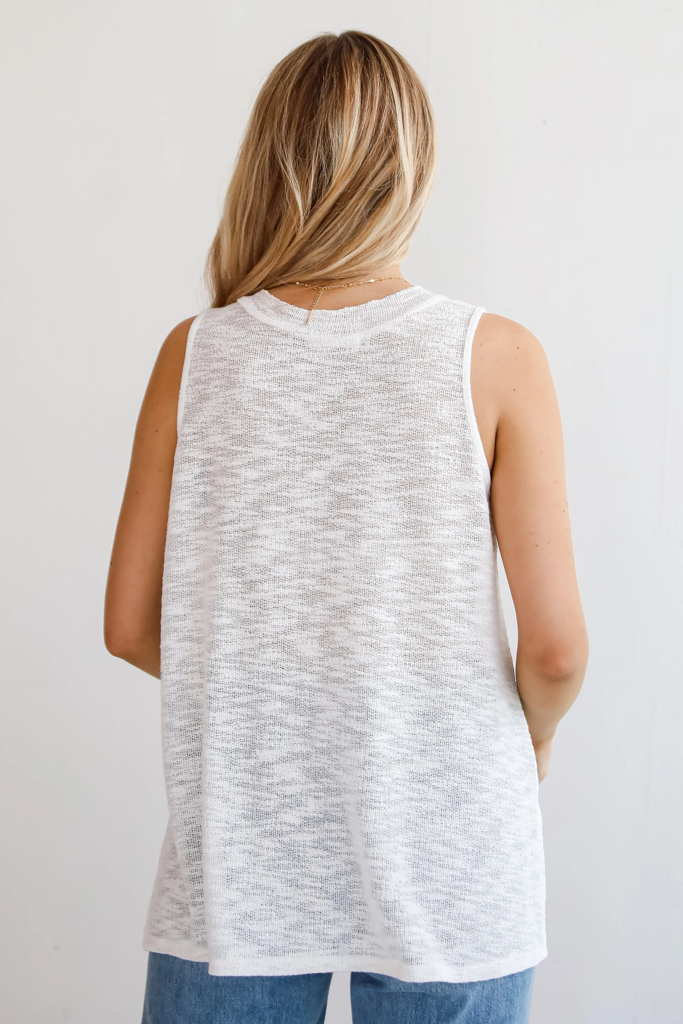 FINAL SALE - I'll Be Seaside Off White Knit Tank - DU DEAL