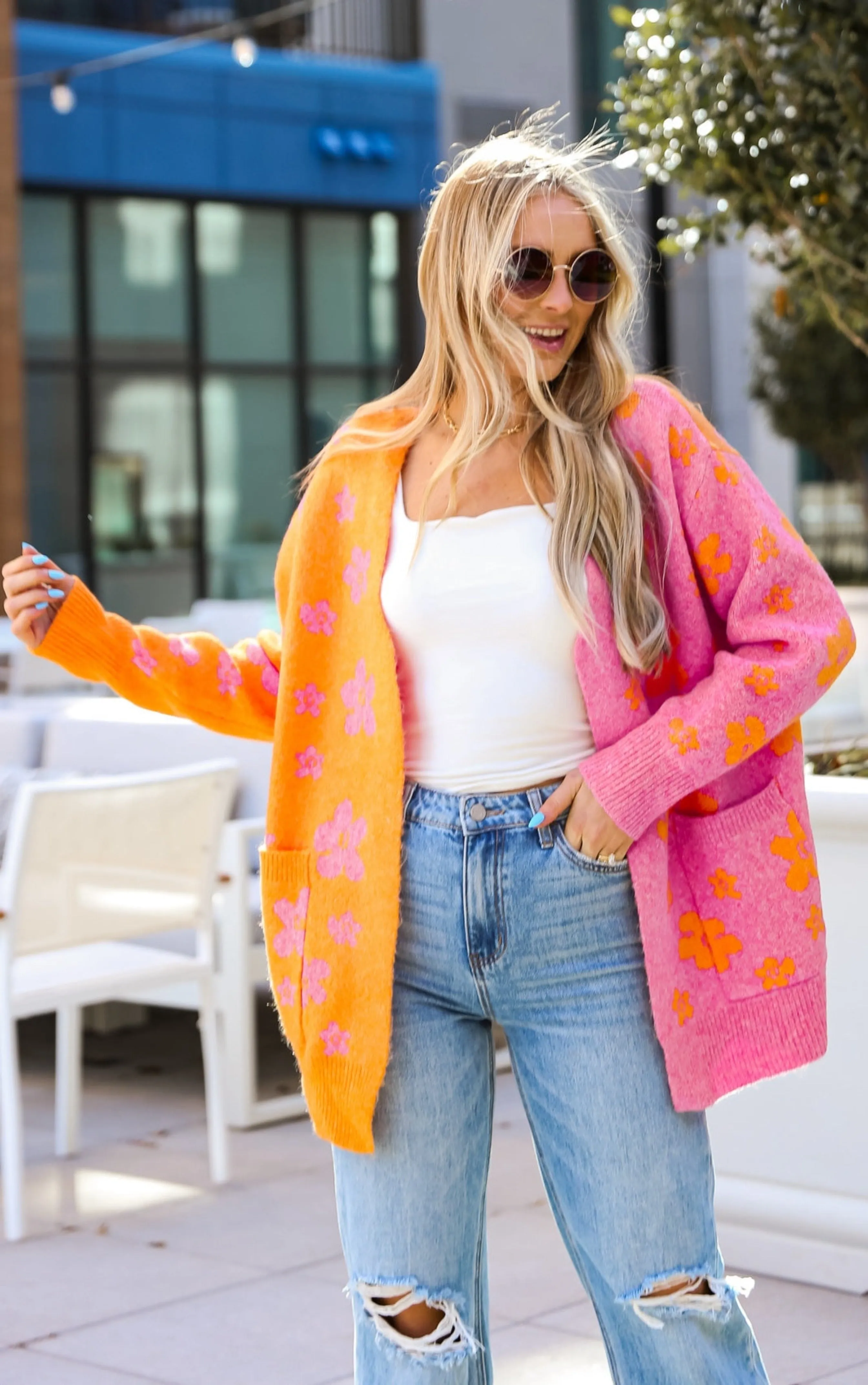 FINAL SALE - Sweet Suggestion Pink Floral Color Block Cardigan