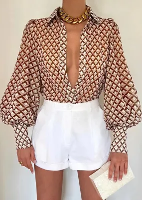 Fleetwood blouse in Chocolate Geo