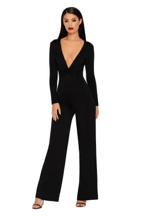 Flow Your Own Way Plunging Wide Leg Jumpsuit in Black