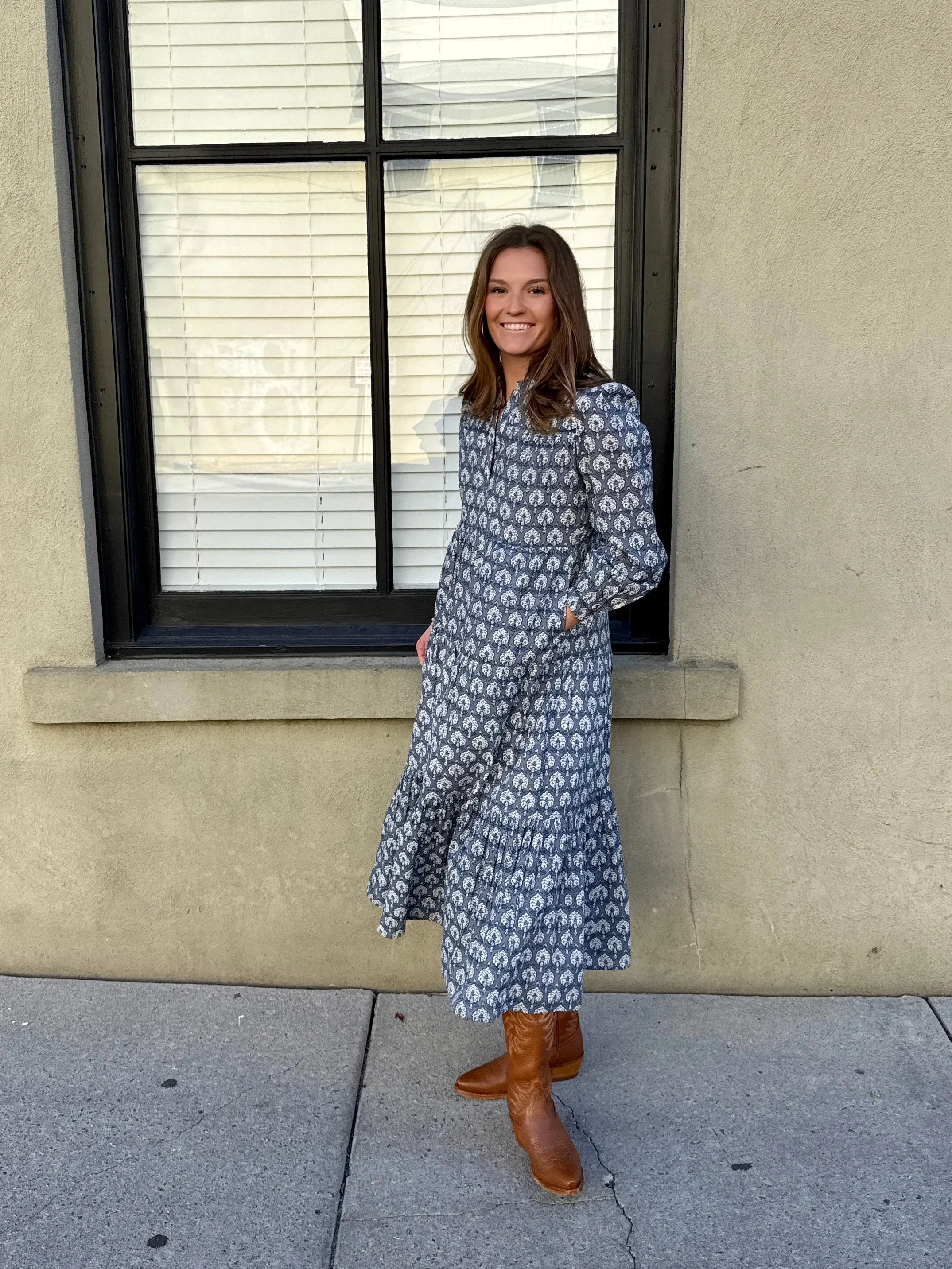 Folly Midi Dress Blue Night Sky