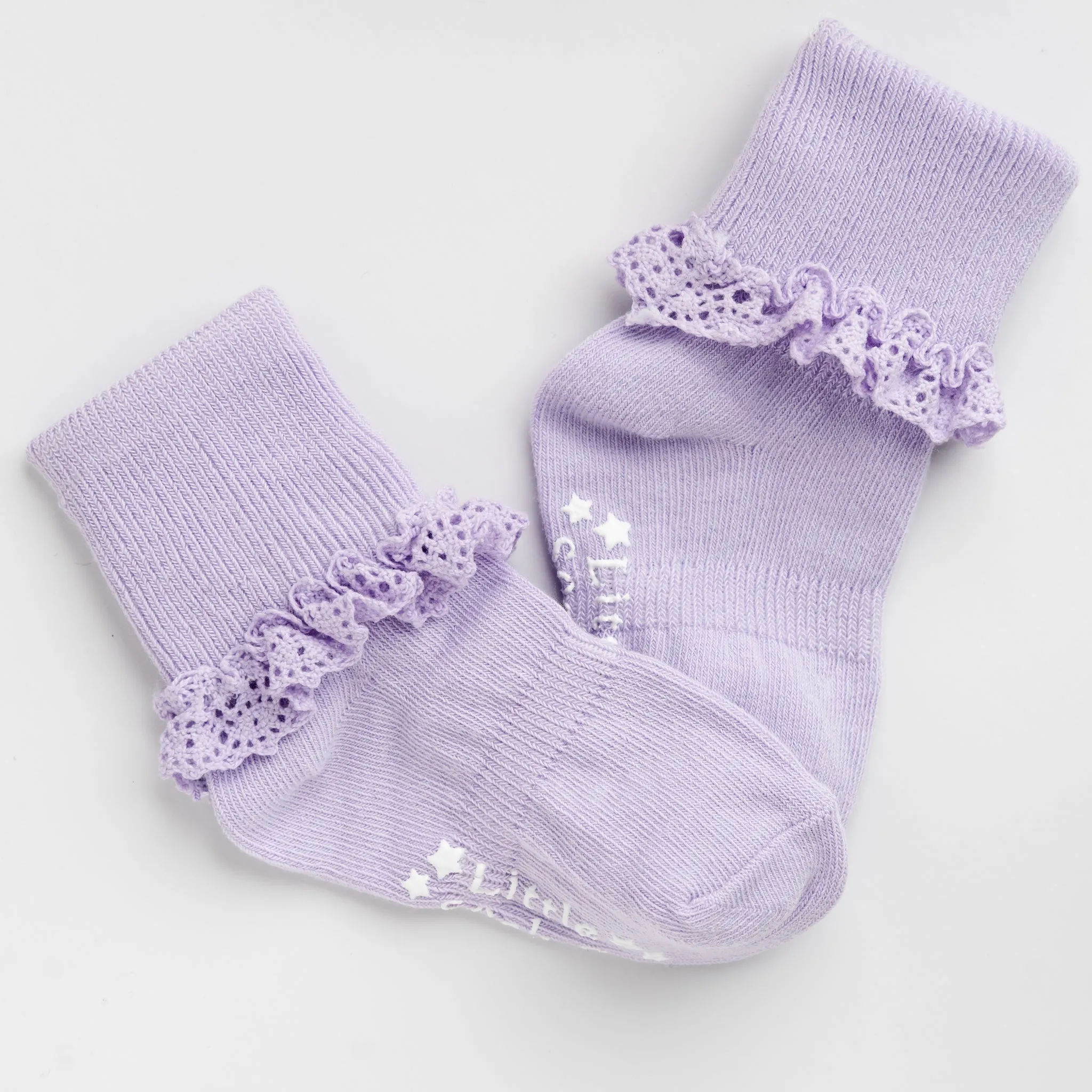 Frilly Non-Slip Stay-On Baby & Toddler Amethyst Socks - The Little Sock Company