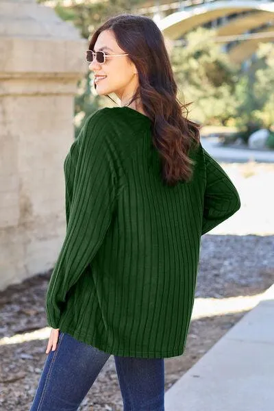 Full Size Ribbed Round Neck Knit Top