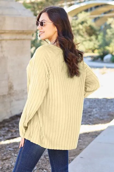 Full Size Ribbed Round Neck Knit Top