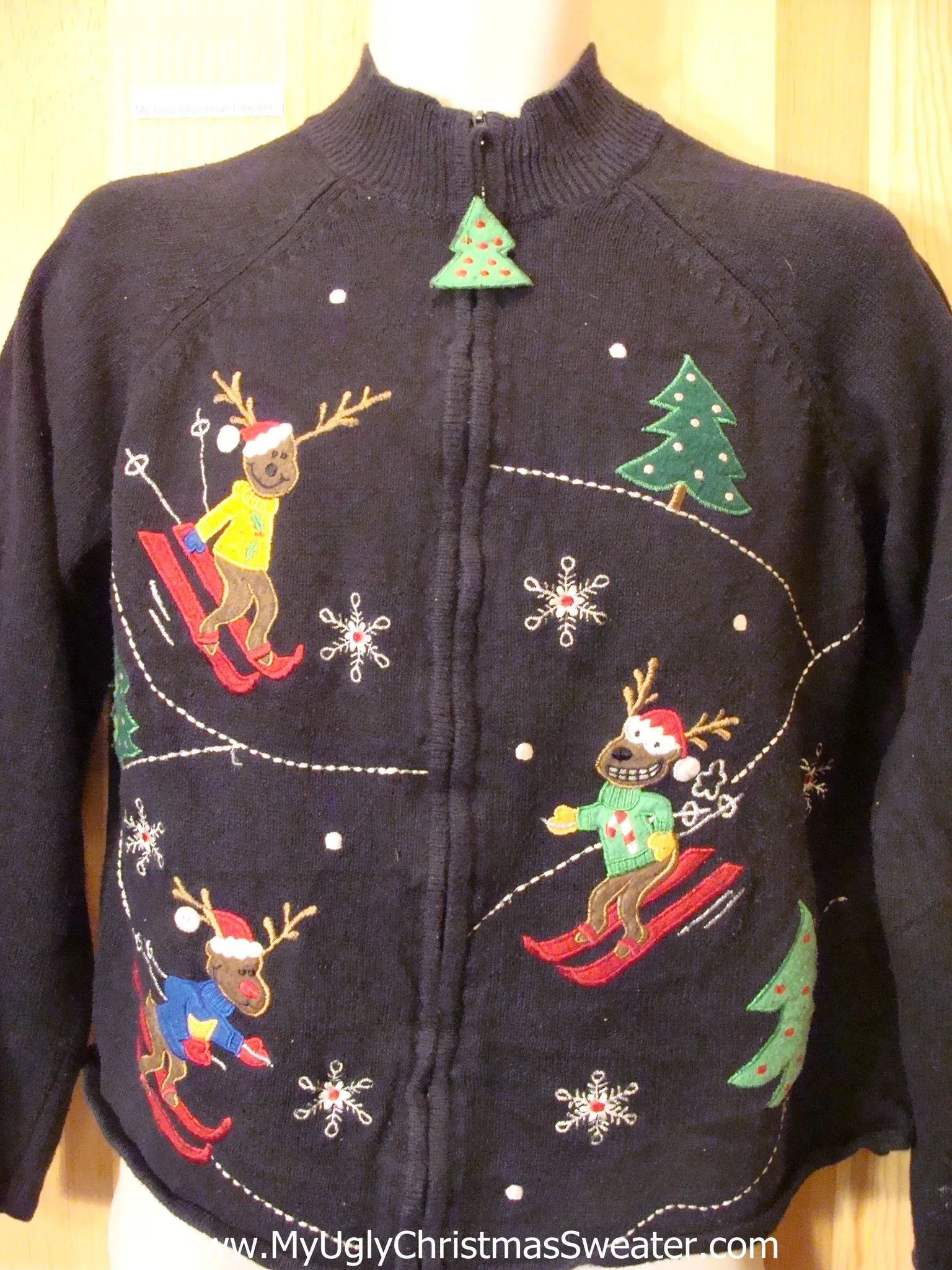 Funny Ugly Christmas Sweater Skiing Reindeer