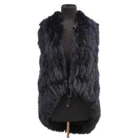 Fur Vest With Hood- Navy