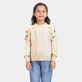 Girls Knitted Sweater - Beige