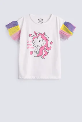 GIRLS UNICORN DROP SHOULDER T SHIRT