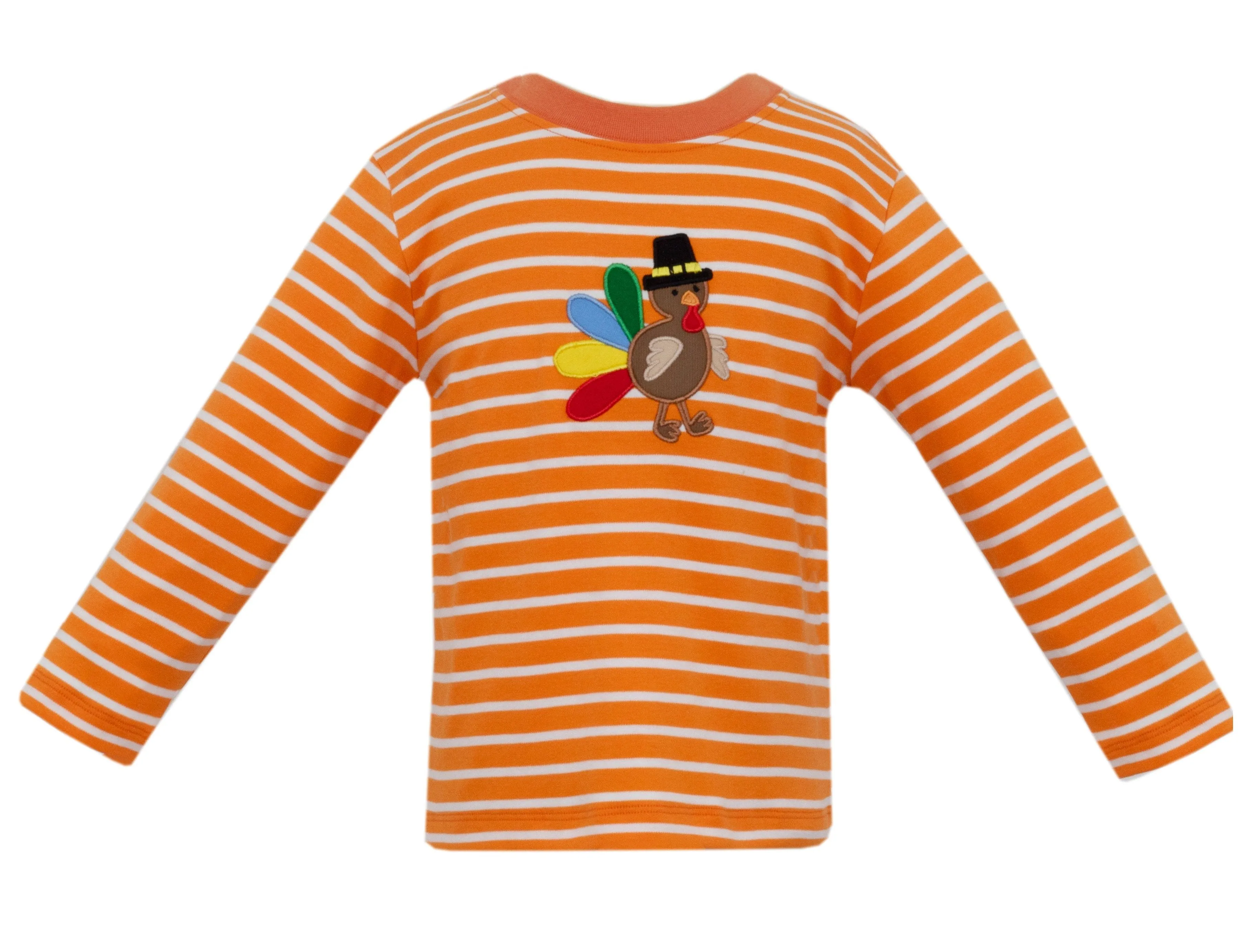 Gobble Gobble Knit T-Shirt- Orange & White Stripe