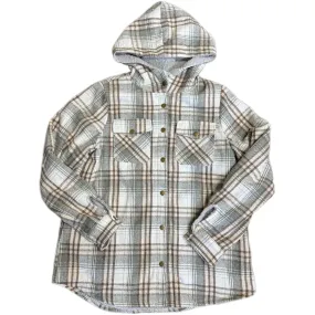 Gray Plaid Sherpa Lined Shacket