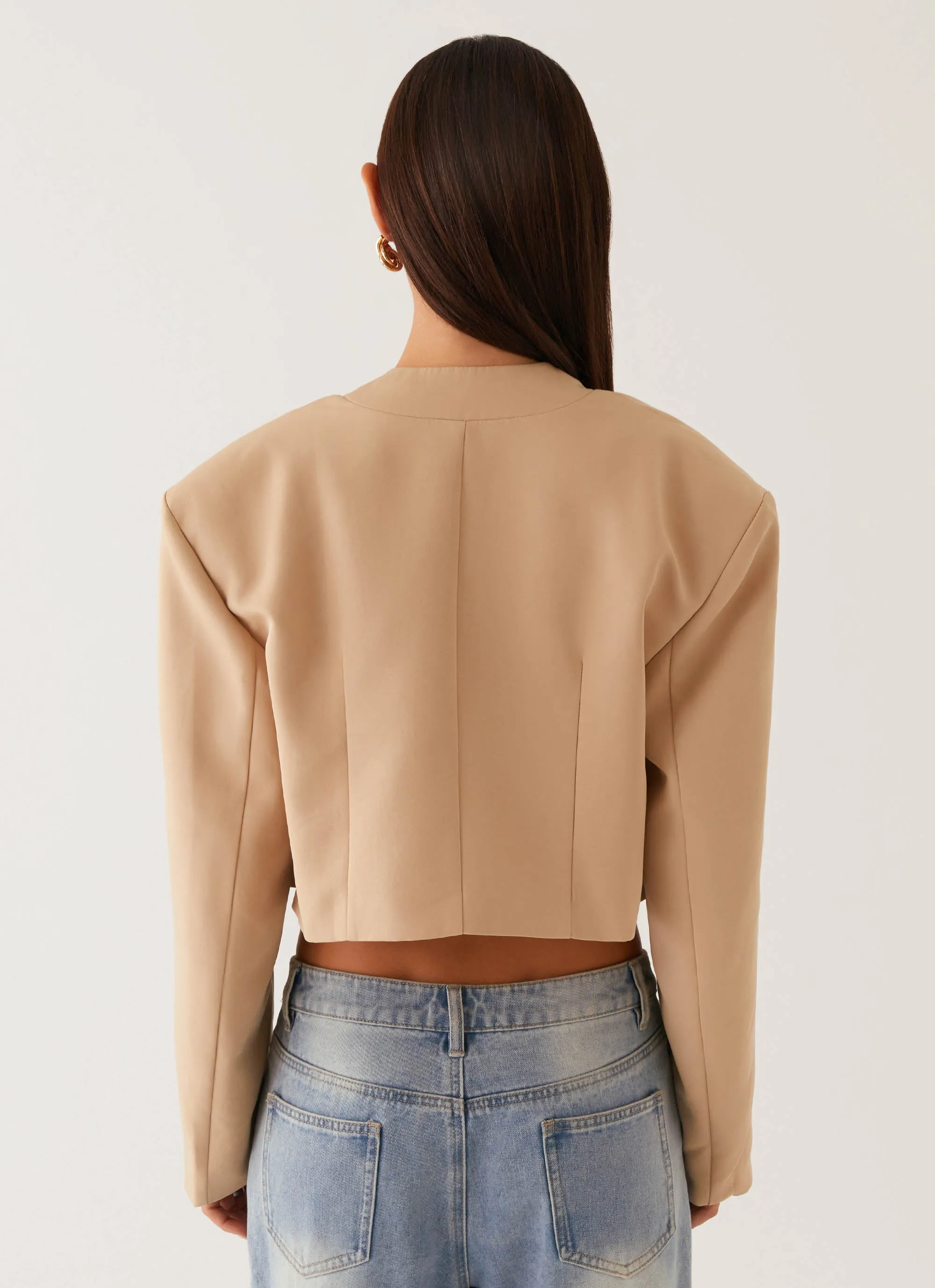 Halyn Cropped Bomber Jacket - Brown