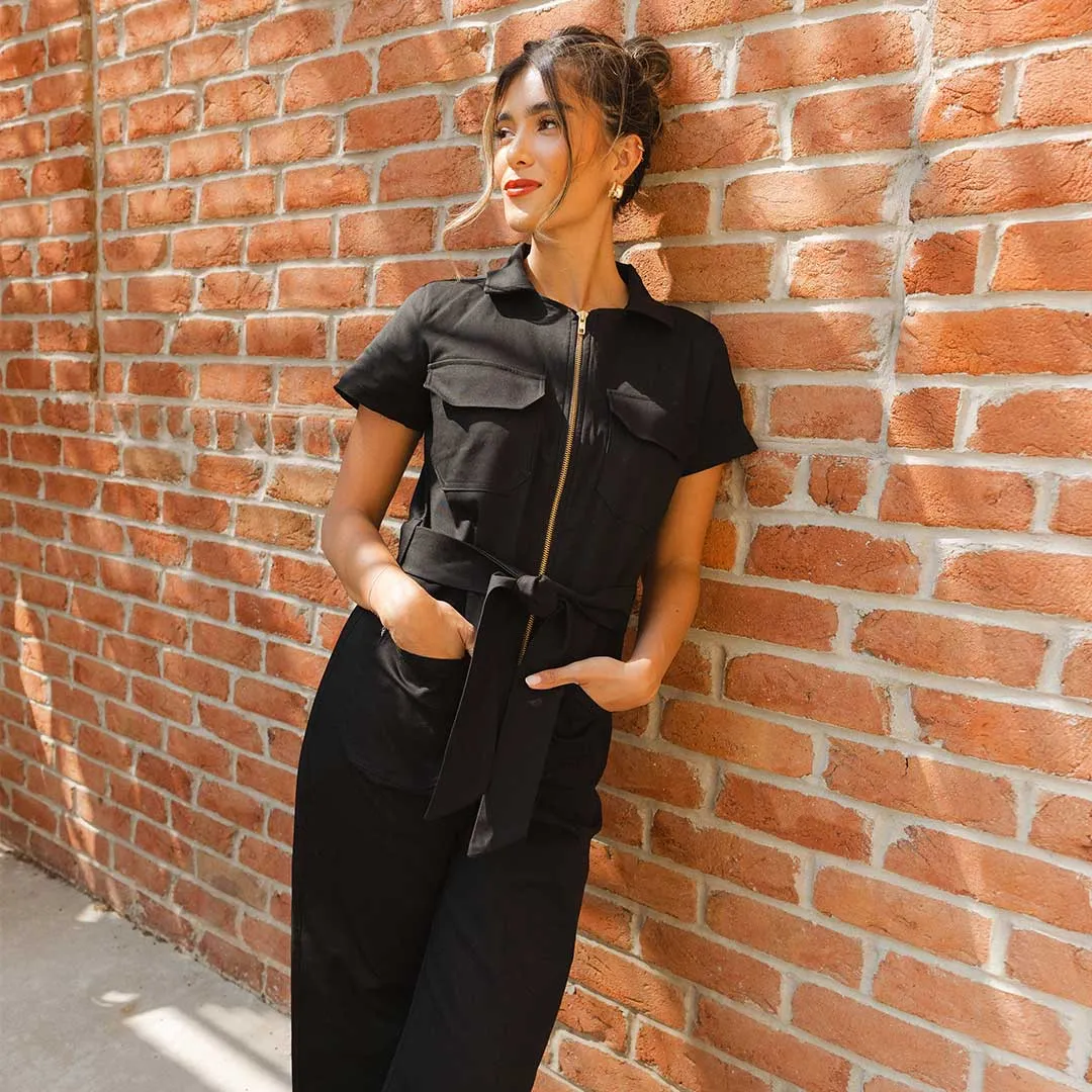 Hamptons Jumpsuit, Black Canvas