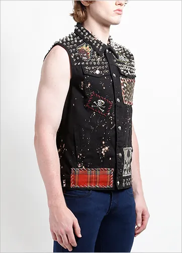 HAND STUDDED PUNK VEST