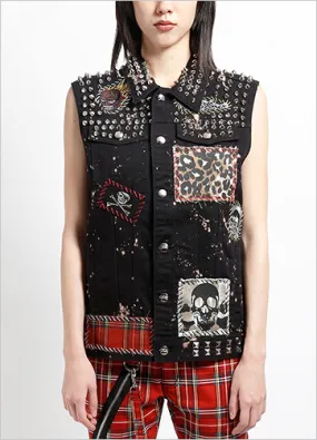 HAND STUDDED PUNK VEST