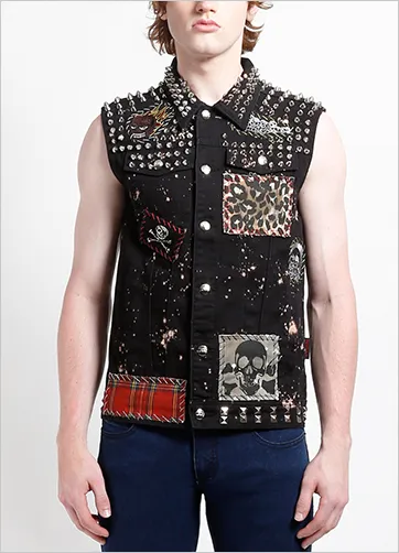 HAND STUDDED PUNK VEST