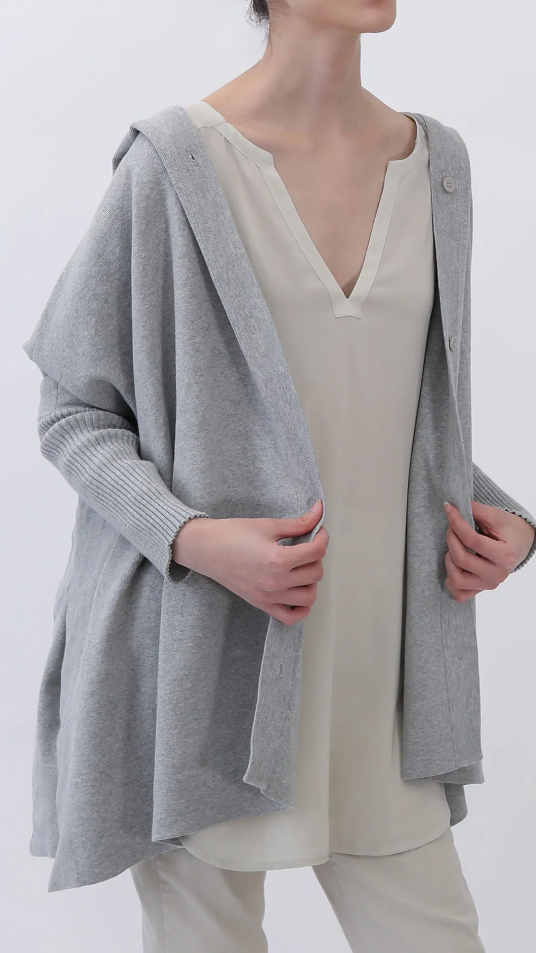 HARPER HOODED CAPE IN DOUBLE KNIT PIMA COTTON STRETCH