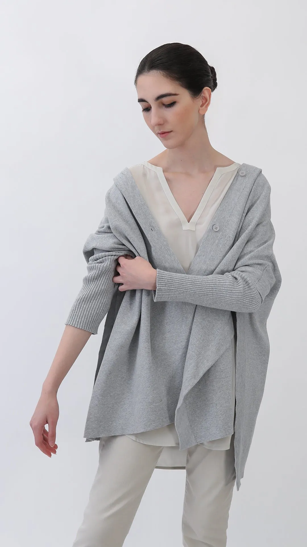 HARPER HOODED CAPE IN DOUBLE KNIT PIMA COTTON STRETCH