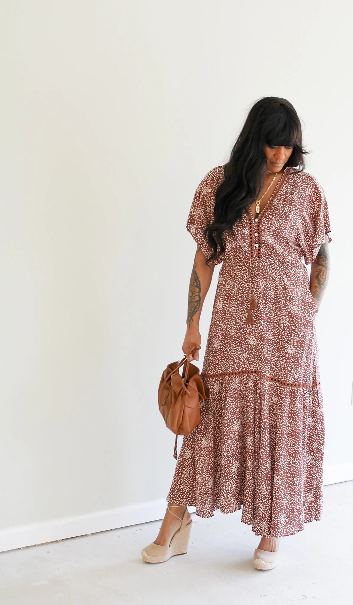 Heather Frill Bohemian maxi dress