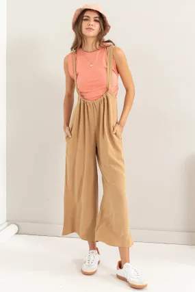 HF24E137-Linen Blended Overall Jumpsuit