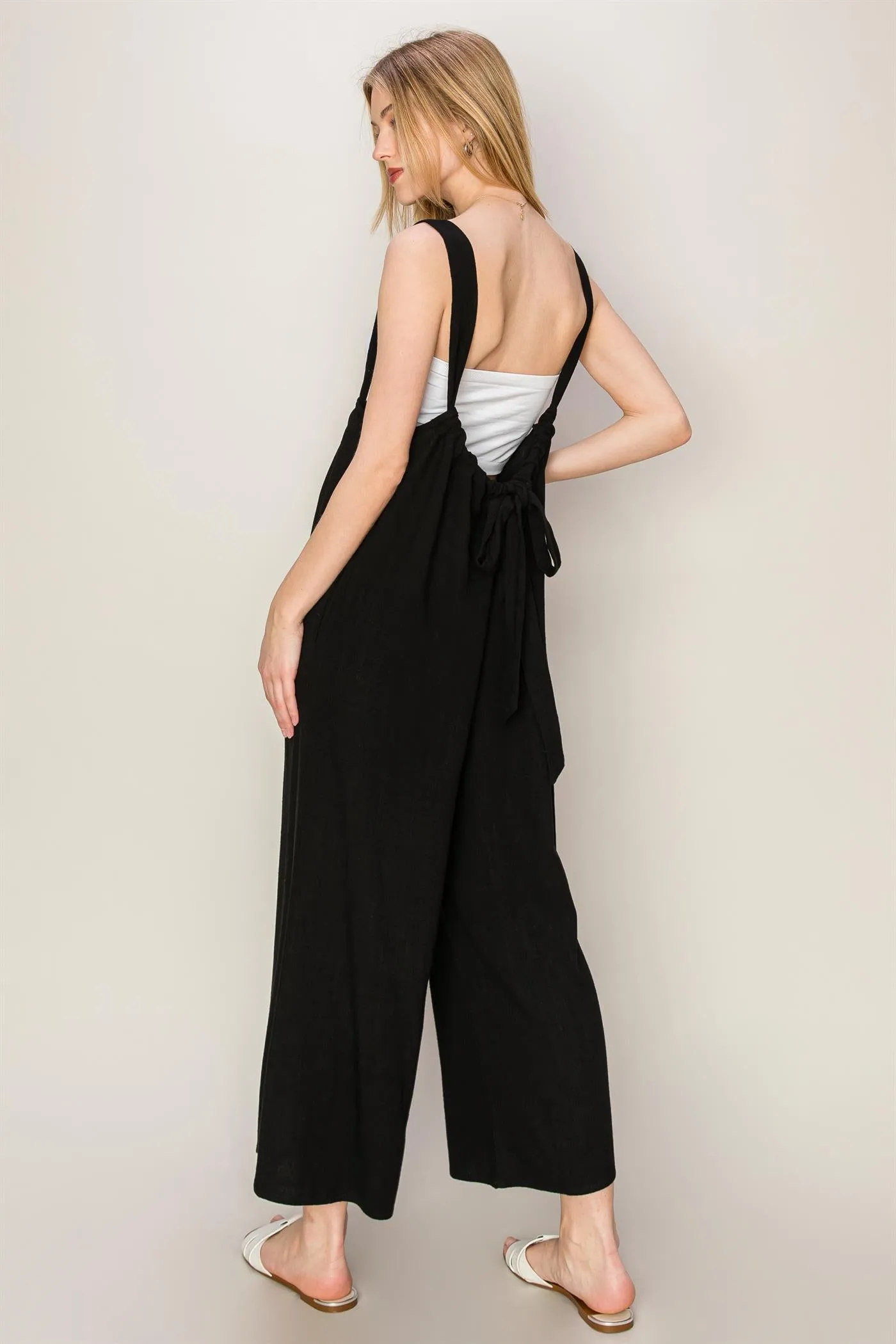 HF24E137-Linen Blended Overall Jumpsuit