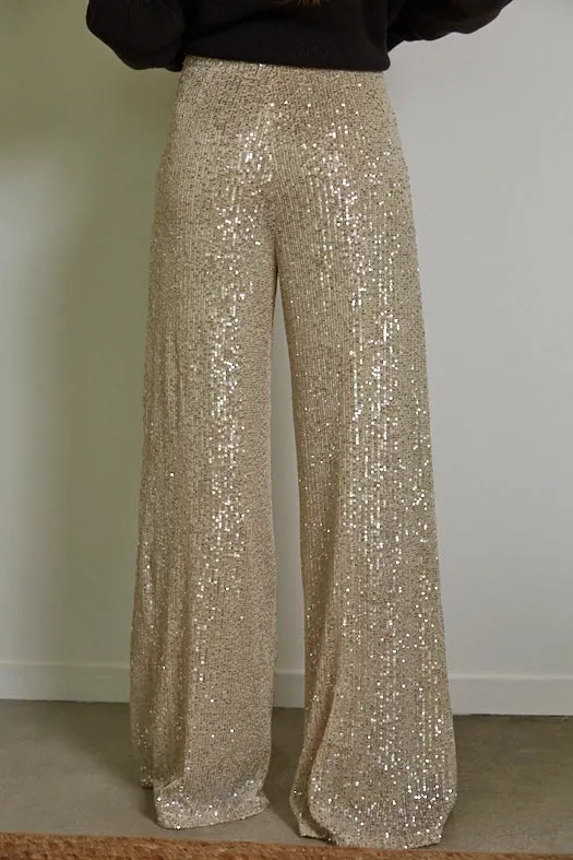 High Waisted Sequin Flare Pants